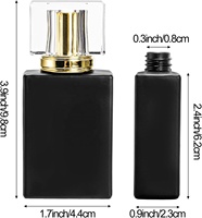 Foraineam Lot de 8 30ml/1 Oz. Flacons de parfum carrés en verre noirs rechargeables, portables, avec atomiseur et diffuseur à bâtonnets