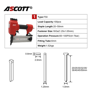 Pistolet à clous pneumatique F50 18GA pour travaux lourds, outil de fixation pour menuiserie, <span class=keywords><strong>cloueur</strong></span> droit pour finition et décoration, compatible <span class=keywords><strong>compresseur</strong></span> d'air - Product Image 2