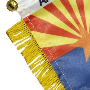 Custom Arizona State Satin Pennant Flag Car Mini Flag <b>Banner</b> With Yellow Tassels - Product Image 6