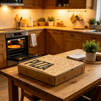 Boîte à pizza carrée en carton ondulé de qualité alimentaire, prix usine, écologique, biodégradable, avec pelliculage brillant et gaufrage effet cuir de vache
