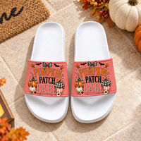 Sendal rumah berbahan EVA motif kotak-kotak labu, berhias pita, untuk wanita dan pria, model terbuka, sol lembut, untuk dalam dan luar ruangan.
