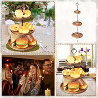 Houten snackrek met metalen handgrepen, gebak- en fruitplateau voor keuken en evenementen, 3-laags houten fruitpresentatieplateau