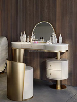 Coiffeuse de maquillage miroir coiffeuse en cuir de luxe blanc avec miroir caché coiffeuse antique