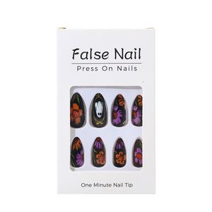 Ongles à porter en forme d'amande, motif citrouille, fleur, fantôme, goutte d'eau, pour <span class=keywords><strong>Halloween</strong></span>, YA-77 - Product Image 5