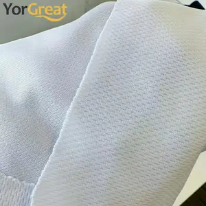 Gratis sampel grosir lubang putih kain olahraga kain jala poliester untuk kain dudukan sublimasi