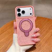Coque de téléphone portable de luxe avec support d'objectif scintillant effet diamant, protection d'écran et dos électroplaqué magnétique