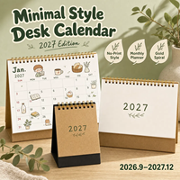 Nouveau Calendrier de Bureau Minimaliste 2027 en Papier Kraft, Ornement Créatif de Bureau, Carnet de Suivi de l'Autodiscipline, Calendrier Annuel pour le Travail de Bureau