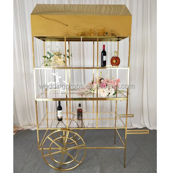 Event Rental Supplies Baby Shower Decorations Stainless Steel Golden Candy Cart
