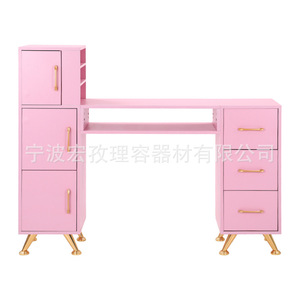 HONGZI Pink Gold Plated Nail Art <b>Table</b> With Large <b>Storage</b> Compartment <b>For</b> Manicure Salon Use - Product Image 5