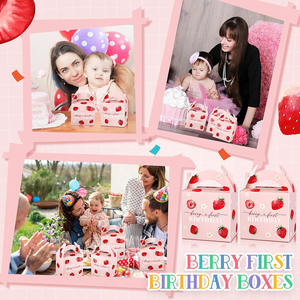 8122 qualité carton Kawaii fraise traiter coffrets cadeaux avec poignées pour bébé douche fête de <span class=keywords><strong>mariage</strong></span> coffrets cadeaux fraise - Product Image 6