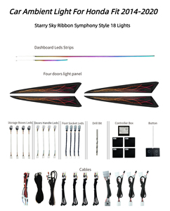 Lampe d'ambiance symphonique pour <span class=keywords><strong>voiture</strong></span> Panneau d'éclairage intérieur Ciel étoilé Style <span class=keywords><strong>ruban</strong></span> Couleur magique Convient pour Honda Fit 2014-2020 - Product Image 2