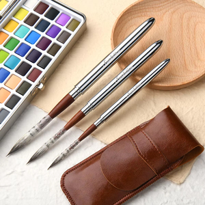 Fournitures d'art professionnel ensemble de pinceaux de voyage de cheveux naturels pour la peinture aquarelle à l'huile/acrylique - Product Image 2