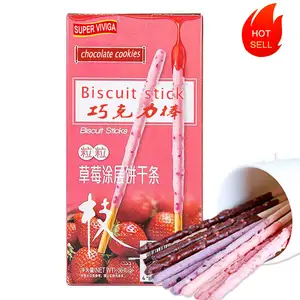 Private Label Cracker Chocolates Biscuit Stick Thai Filled Strawberry Cookies Stick Chinese Wood Choco Biscotti Manufacturers