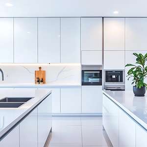 Meubles de cuisine modernes laqués, armoires de cuisine modulaires blanches de style américain de luxe - Product Image 4