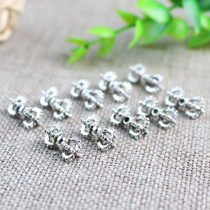 Cuentas budistas Vajra de aleación de plata tibetana de 10x9,5x8 mm para la fabricación de joyas, cuentas de metal DZ01914 - Product Image 1