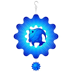Molinillos de Viento Metálicos OEM y ODM, Molinillos de Viento de Acero Inoxidable, Adorno de Jardín, Molinillo de Viento 3D Mandala, Pez de Aguas Profundas - Product Image 1
