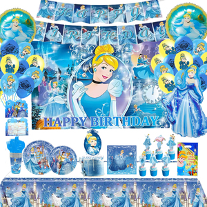 Fournitures de fête sur le thème de la princesse <span class=keywords><strong>Cendrillon</strong></span> pour l'anniversaire d'une fille, ballons, bannière, gobelets, assiettes, <span class=keywords><strong>Cendrillon</strong></span>, ensembles de vaisselle jetable - Product Image 1