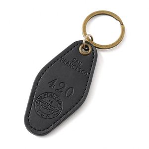 Custom Embossed Logo Silk Screen Printed PU <b>Leather</b> Durable Coin Holder Hotel Room <b>Keychain</b> With Metal Hook - Product Image 3