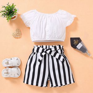 Ropa de Verano de Manga Corta para Niños, Traje a Rayas para Niñas, Ropa Infantil al por Mayor - Product Image 2