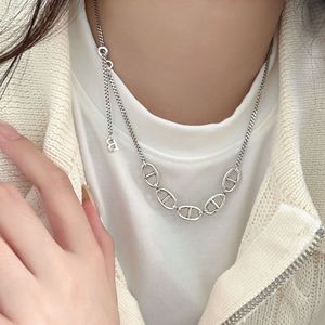 Collar de Plata de Ley S925 con Diseño Geométrico de Nariz de Cerdo, Gargantilla para Mujer, Cadena para Clavícula, Estilo Minimalista, Uso Diario - Product Image 3