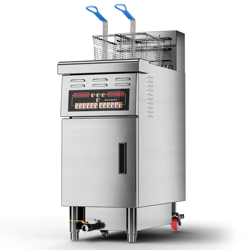 Máquina de fritadeira kfc para alimentos, máquina de fritadeira de cozinha rápida a gás/fritadeira elétrica