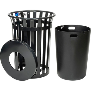 Best Selling Outdoor Garden Slatted Steel Trash Cans for American Parks