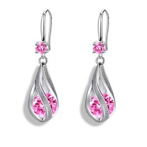 Orecchini pendenti a goccia con pietra intarsiata a torsione, eleganti gioielli di moda da donna - Product Image 4