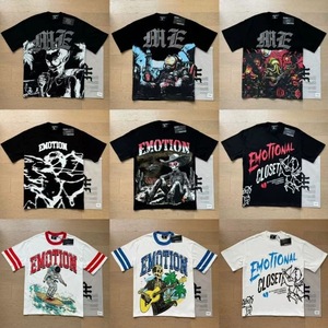 Nouvelle collection 2025 – T-shirt ample à manches courtes en coton imprimé intégral avec logo Angel rétro et strass, style hip-hop, de la marque américaine de mode transfrontalière EM. - Product Image 1