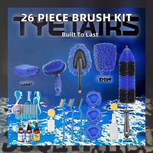 26 Piece Industrial Car Detailing <b>Brush</b> <b>Set</b> Wool Material Tire Dust <b>Wire</b> <b>Brush</b> Wheel Cleaning Polishing Kit - Product Image 2