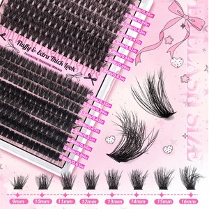 <span class=keywords><strong>Cils</strong></span> en bouquet individuels effet œil de chat, 60D 80D, <span class=keywords><strong>volume</strong></span> intense, segmentés, racine plate, courbure D - Product Image 4