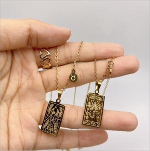 Collar de la constelación del zodiaco, tarjeta de Tarot chapado en oro, acero de titanio, 12, gran oferta de Aliexpress - Product Image 5