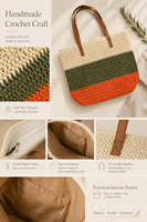 Ensemble de maillots de bain pour femmes, 2 pièces, avec sac de plage tissé, bikini au crochet, tenue de vacances d'été