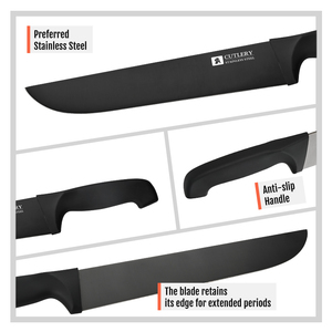 Coltello da cucina professionale 30 cr13 Super affilato coltello da macellaio dritto in acciaio inossidabile nero per affettare la carne - Product Image 4