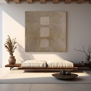 Cuadro contemporáneo en lienzo Wabi Sabi, tono tierra beige, pintura abstracta texturizada, arte de pared para el hogar y la galería - Product Image 6