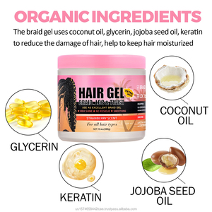 Gel Coiffant Fixation Forte Parfum Fraise Non Gras pour Tresses, Locks et Twists – Contrôle des Frisottis – Végan – Logo Personnalisable - Product Image 2
