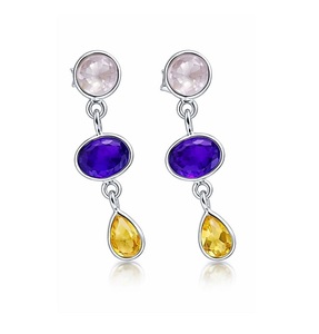 Boucles d'oreilles élégantes en argent sterling multi-pierres – Boucles d'oreilles scintillantes et stylées pour femmes et filles, bijoux de mode haut de gamme pour un usage quotidien - Product Image 1