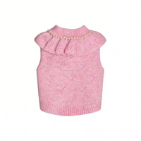 Pull en coton tricoté élégant et luxueux pour animaux de compagnie, motif cœur, couleur unie, col à volants, chaud, pour le printemps et Halloween