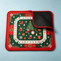 Tapis de Mahjong Brun avec Impression Flèches et Cibles, Antidérapant, Style Vintage Américain, pour 4 Joueurs