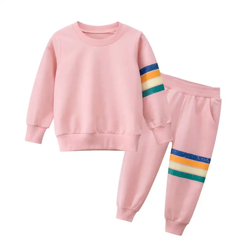 Korean baby girl two piece suit 2022 children long sleeve hoodie top with casual long pants tracksuits