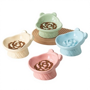 Ciotola Rialzata per Cani e Gatti, Design Floreale, Anti-Black Chin, Protezione Cervicale, per Alimentazione Lenta, per Animali Domestici <span class=keywords><strong>di</strong></span> Piccola Taglia - Product Image 1