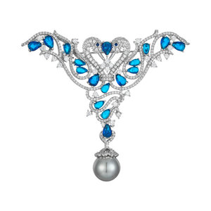 Swan Brooch With Micro Set Zircon And Faux Pearl Pendant For Women Party Accessory - Product Image 5