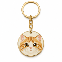 Porte-clés rond en métal personnalisé avec portrait de chat sur mesure, logo personnalisé, vente en gros, cadeau promotionnel, fournisseur, fabricant