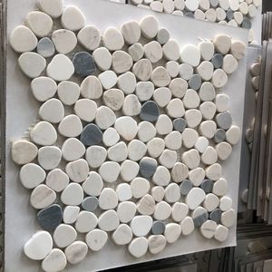 Azulejos de mosaico de piedra Natural personalizados, mármol de adoquín blanco para suelo de pared, diseño de patrón de características, color a juego, tamaño 12 By12 - Product Image 1