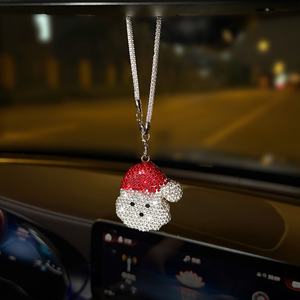 Creative Diamond-Encrusted Christmas Snowman <b>Car</b> Pendant New Metal Rhinestone Christmas Series Rearview <b>Mirror</b> Pendant Packaging - Product Image 6