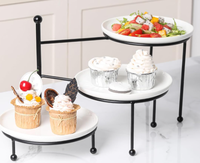 Présentoir de nourriture pour buffet Support de restauration à 3 niveaux pour présentoir de nourriture Plateaux de service à 3 niveaux pour plateaux ronds de fête
