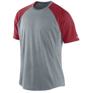 Men's Gray Red Color Blocking <b>Short</b> Sleeve Crew Neck Quick Dry T-Shirt Regular Fit All Seasons Sport Top - Product Image 1