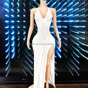 Die beliebtesten Produkte 2021 USA Glänzende Pailletten Kristall Hochzeits feier Brautkleid Brautjungfer Großhandel Sexy Luxus Abendkleider