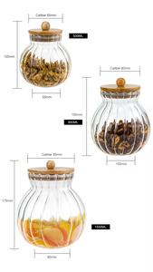 Jarra de almacenamiento de vidrio transparente con forma de calabaza, vacía, con tapas de bambú para Cocina - Product Image 2