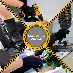 SNELL EN388 защитные перчатки с пользовательским логотипом полиэфирные черные рабочие перчатки с полиуретановым покрытием для общего назначения - Product Image 6