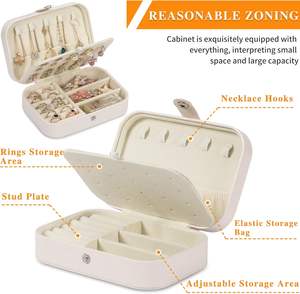 Boîte de rangement pour bijoux en cuir PU et velours, design personnalisé, fabrication artisanale, pour bagues et colliers - Product Image 3